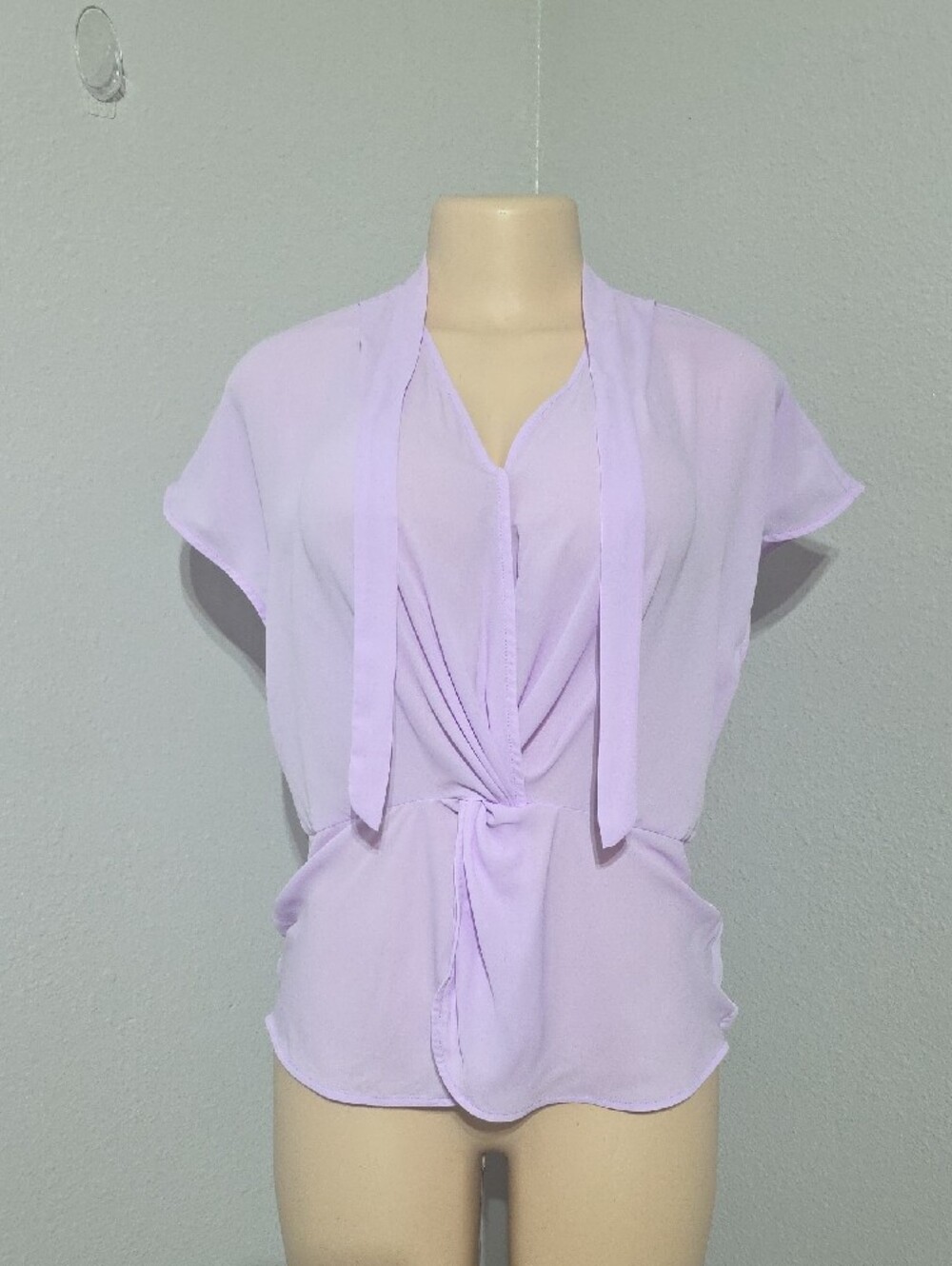 Worthington Light Lilac Tie-Neck Twist-Front Blouse